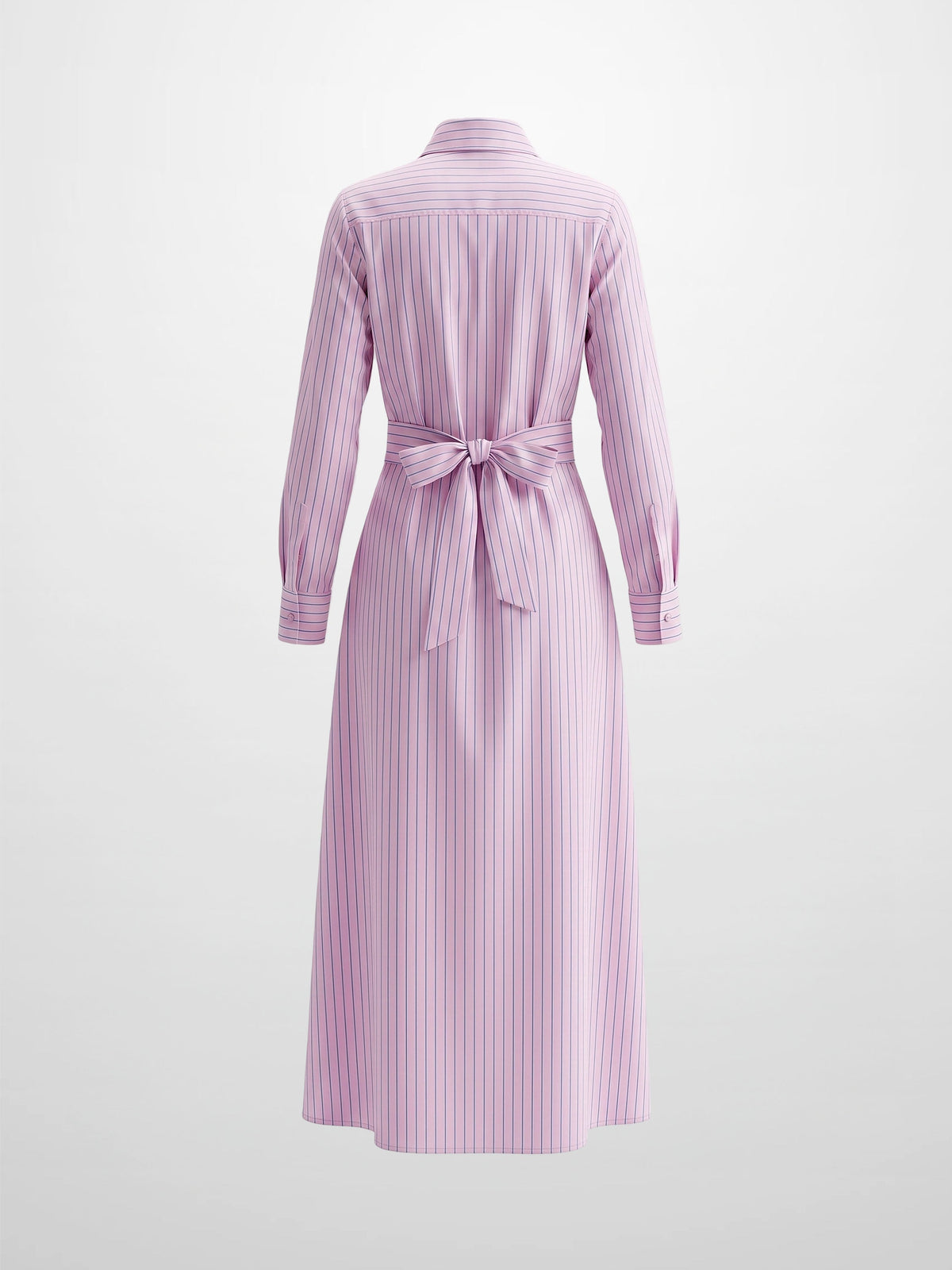 Pinstripe Tie Front Shirtdress-Pink Stripe
