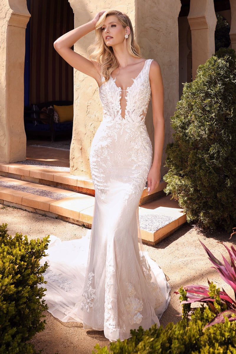 Avery Lace Illusion V-Neck Mermaid Wedding Dress