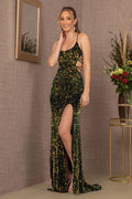 Velvet Sequin Cut-Out Mermaid Prom Dress