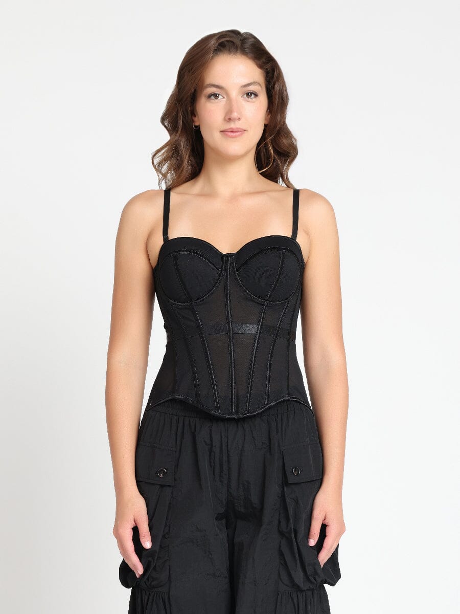 Sheer Mesh Detailing Corset Top